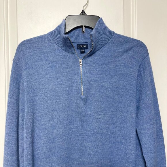 J.Crew Mens Blue Half-Zip Mock Neck Sweater M Merino Wool Blend - Picture 5 of 11